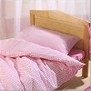Cotbed Duvet Cover and Pillowcase Pink Gingham image.