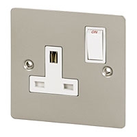 Image for Volex 13A 1G DP Sw Skt Wht Ins Satin Chrome Flat Plate.