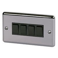 Image for Volex 10A 4G 2W Sw Blk Ins Black Nickel Round Edge.