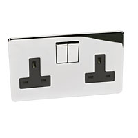 Image for Crabtree 2G DP Sw Skt Polished Chrome Flat Plate.