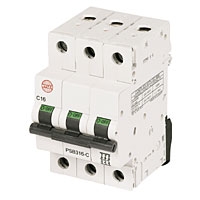 Image for Wylex 16A Triple Pole Type C MCB 10kA.