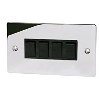 Image for Volex 10A 4G 2W Sw Blk Ins Polished Chrome Flt Plt.