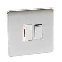 Image for Crabtree 13A Sw FCU Wht Ins Brushed Chrome.
