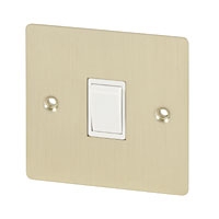 Image for Volex 10A 1G 2W Sw Wht Ins Brushed Brass Flt Plt.