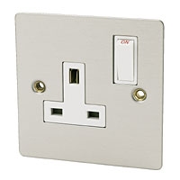 Image for Volex 1G DP Sw Skt Brushed Stainless Flat Plate.