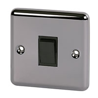 Image for Volex 10A 1G 2W Sw Black Ins Blk Nickel Round Edge.
