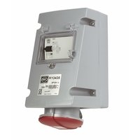 Image for 380-415V MK Commando Interlocked Angled Socket 3P+E+N RCD (IP44).