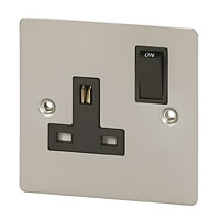 Image for Volex 13A 1G DP Sw Skt Blk Ins Satin Chrome Flat Plate.