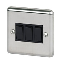 Image for Volex 10A 3G 2W Sw Blk Ins SS Round Edge.