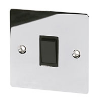 Image for Volex 10A 1G 2W Sw Blk Ins Polished Chrome Flt Plt.