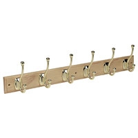 Image for Ball End Hat &amp; Coat Rack Brass 680 x 140mm.