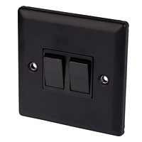 Image for Volex 10A 2G 2W Sw Blk Ins Matt Black Angled Edge.