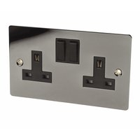 Image for Volex 2G DP 13A Sw Skt Black Nickel Flat Plate.