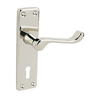 Image for Urfic Lock Door Handle Victorian Polished Nickel.
