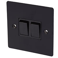 Image for Volex 10A 2G 2W Sw Blk Ins Matt Black Flat Plate.