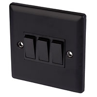 Image for Volex 10A 3G 2W Sw Blk Ins Matt Black Angled Edge.