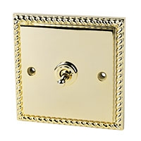 Image for 1G 2W 6A Toggle Sw Georgian Brass.