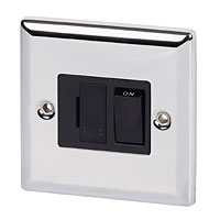 Image for Volex 13A Sw FCU Blk Ins Pol Chrome Angled Edge.