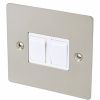 Image for Volex 10A 2G 2W Sw Wht Ins Satin Chrome Flt Plt.