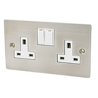 Image for Volex 2G 13A DP Sw Skt Brushed Stainless Flat Plate.