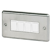 Image for Volex 10A 4G 2W Sw Wht Ins S/less Steel Round Edge.