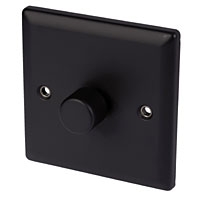 Image for Volex 1G 2W 400W M/LV Dimmer Matt Black Angle Edge.