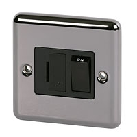 Image for Volex 13A Sw FCU Blk Ins Black Nickel Round Edge.