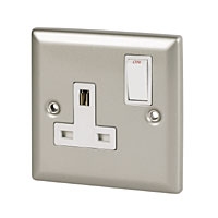 Image for Volex 13A 1G DP Sw Skt Wht Ins SC Angled Edge.