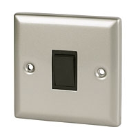 Image for Volex 10A 1G 2W Sw Blk Ins Satin Chrme Angled Edge.