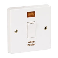 Image for Crabtree 20A DP Sw + Neon + Water Heater Label.