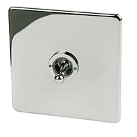 Image for Crabtree 1G 2W 10AX Toggle Sw Pol Chrome Flt Plate.