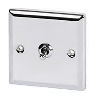 Image for Volex 1G 2W Toggle Sw Polished Chrome Angled Edge.