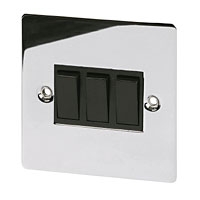 Image for Volex 10A 3G 2W Sw Blk Ins Polished Chrome Flt Plt.