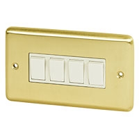 Image for Volex 10A 4G 2W Sw Wht Ins Brush Brss Round Edge.