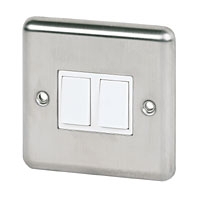 Image for Volex 10A 2G 2W Sw Wht Ins SS Round Edge.