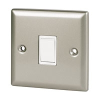 Image for Volex 10A 1G 2W Sw Wht Ins Satin Chrme Angled Edge.