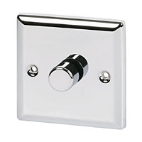 Image for Volex 1G 2W 400W M/LV Dimmer Pol Chrme Angled Edge.