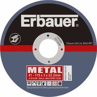 Image for Erbauer Metal Cutting Discs 115 x 3 x 22.2mm Pack of 5.