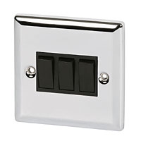 Image for Volex 10A 3G 2W Sw Blk Ins Pol Chrome Angled Edge.