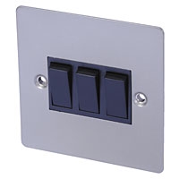 Image for Volex 10A 3G 2W Sw Blk Ins Satin Chrome Flt Plt.