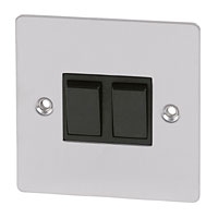 Image for Volex 10A 2G 2W Sw Blk Ins Brushed Stainless Flat Plate.