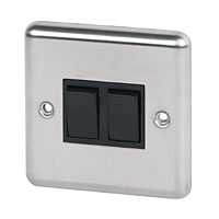 Image for Volex 10A 2G 2W Sw Blk Ins SS Round Edge.