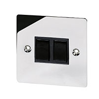 Image for Volex 10A 2G 2W Sw Blk Ins Polished Chrome Flt Plt.