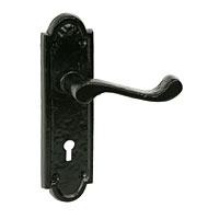 Image for Black Lever Lock Door Handle Shaped Plate.