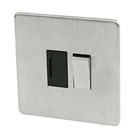 Image for 13A Sw FCU Brushed Chrome Low Profile Black Inserts.