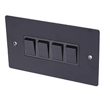 Image for Volex 10A 4G 2W Sw Blk Ins Matt Black Flat Plate.