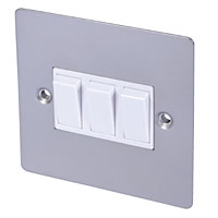 Image for Volex 10A 3G 2W Sw Wht Ins Satin Chrome Flt Plt.