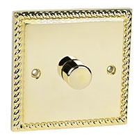 Image for 1G 1W 250W Dimmer Georgian Brass.