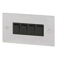 Image for Volex 10A 4G 2W Sw Blk Ins Brushed Stainless Flat Plate.