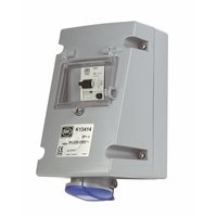 Image for 200-250V MK Commando Interlocked Angled Socket 2P+E RCD (IP44).